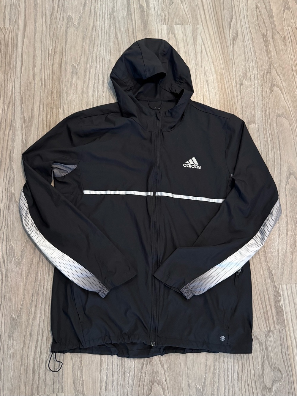 adidas running jacket men’s black color block large jacket